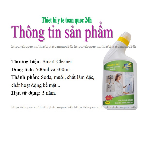 [Chính hãng]Làm Sạch Sen, Vòi Inox, Tường Sàn Gạch Nhà Tắm-Tẩy Cặn Canxi, Vết Nước Cứng, Vết Bẩn Lâu Ngày SMART TC-300ml