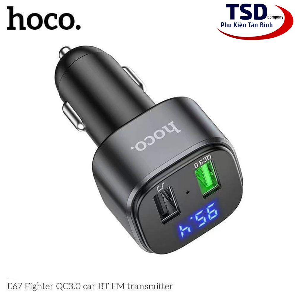 Tẩu Sạc Xe Hơi Đa Năng Hoco E67 Chính Hãng ( Sạc Nhanh 18W, Bluetooth 5.0, USB, FM )
