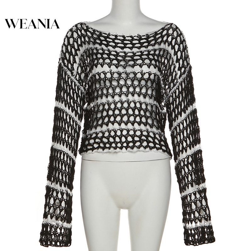 Áo Sweater Dệt Kim Tay Dài Dáng Rộng Màu Sắc Trẻ Trung Xinh Xắn Dành Cho Nữ