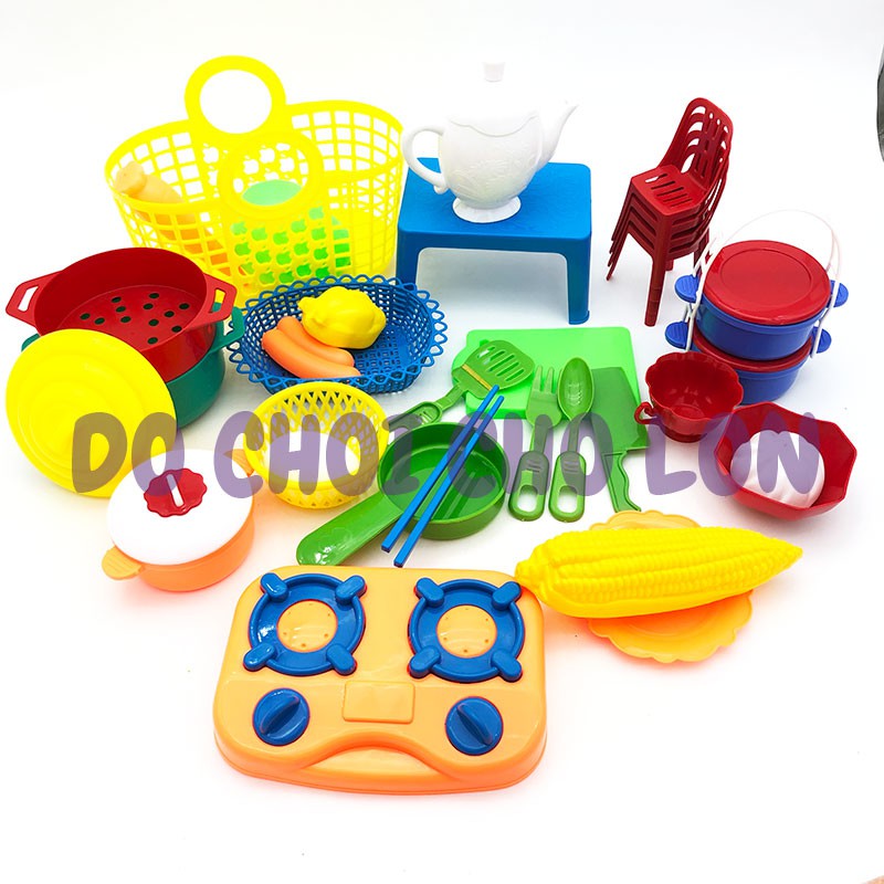 Đồ chơi giỏ đi chợ LỚN, CA MEN đựng cơm bằng nhựa Bích Phương - Đồ chơi nhà bếp nấu ăn