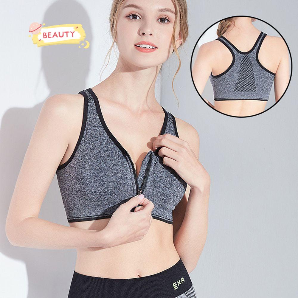Bra Tank Top Thể Thao Kèm Mút Nâng Ngực Thiết Kế Khoá Kéo Năng Động