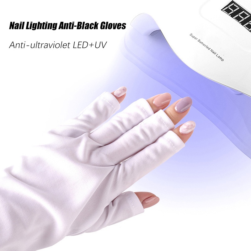 Set 2 Găng Tay Bảo Vệ Chống Tia UV Chống Bức Xạ Khi Làm Móng