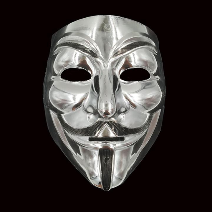 Bán Mặt nạ hóa trang hacker anonymous mạ vàng bạc - Mặt nạ halloween