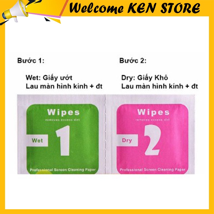 Giấy lau cường lực lau kính 1 lau ướt 2 lau khô Cho Điện Thoại IPHONE/ SAMSUNG/ OPPO/ XIAOMI/ VIVO/ HUAWEI/ REALME