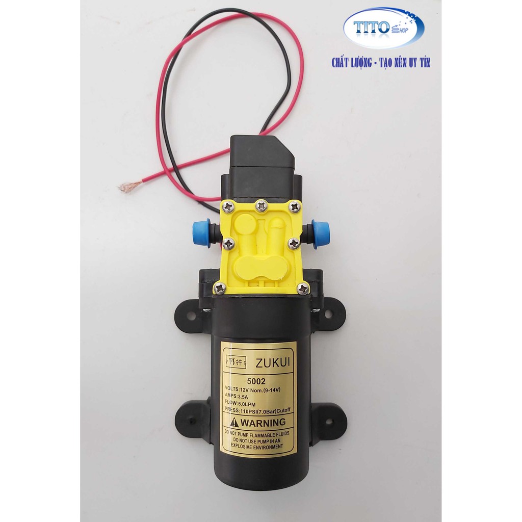 Máy bơm nước đơn mini 9V-14V tem vàng bơm rửa xe, trợ lực vòi sen, máy giặt, phun sương, phun xịt thuốc trừ sâu