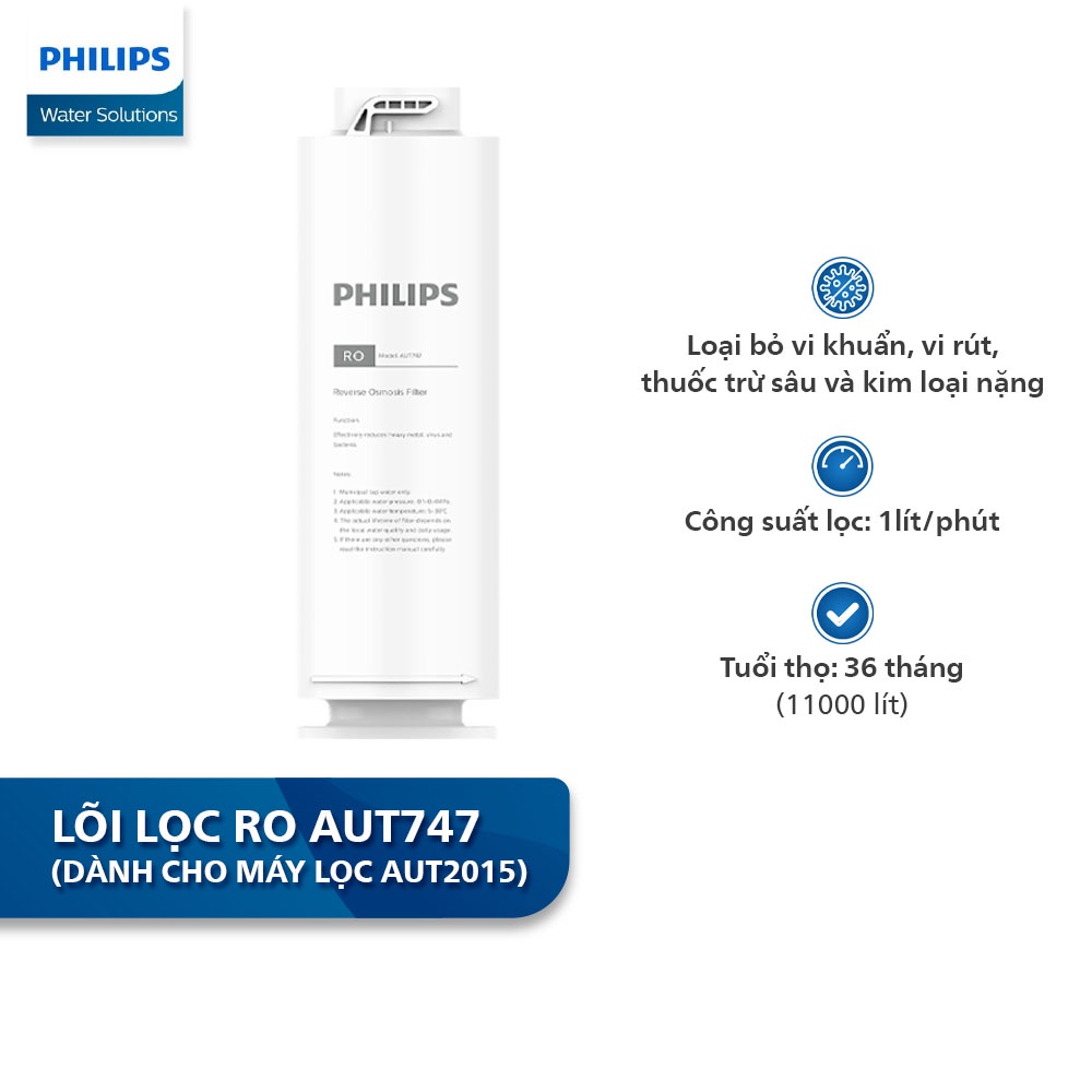 Lõi lọc Philips RO AUT747 dành cho Máy lọc nước RO để gầm AUT2015