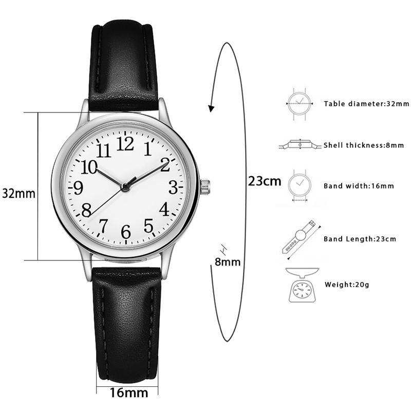 Đồng hồ đeo tay dây da kiểu máy thạch anh sang trọng thời trang thường ngày cho nữ