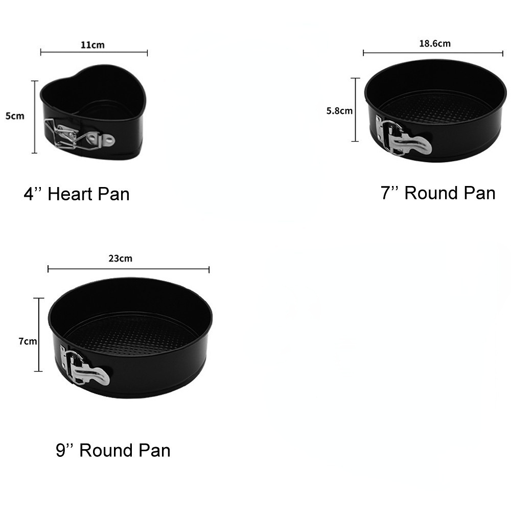 Khuôn Làm Bánh Hình Tròn/Trái Tim Bằng Thép Carbon Chống Dính Có Thể Tháo Rời Cho Lò Nướng