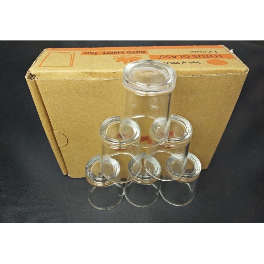 Hộp 12 cốc mít, cốc thủy tinh Lotus Glass 30ml