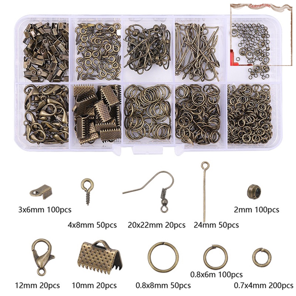 Set 710 Phụ Kiện Làm Đồ Trang Sức Thủ Công Bằng Kim Loại Có Móc