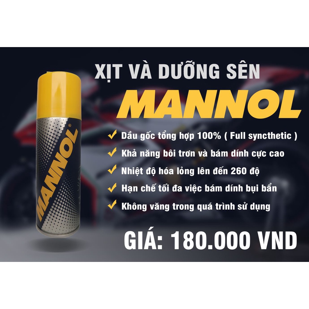 Chai Xịt Dưỡng Sên - Mannol Chain Lube 7901 [200ML]