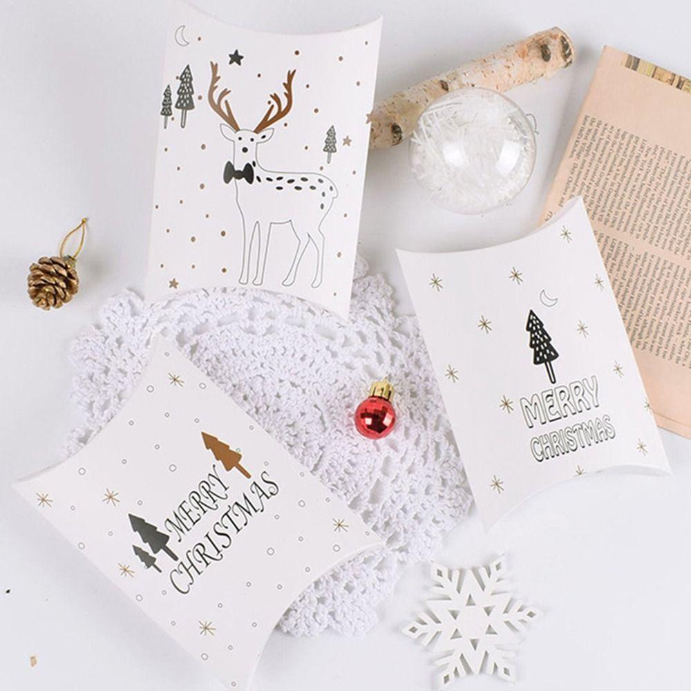 PINEVN Set 10 Hộp Giấy Đựng Bánh Kẹo In Chữ Merry Christmas