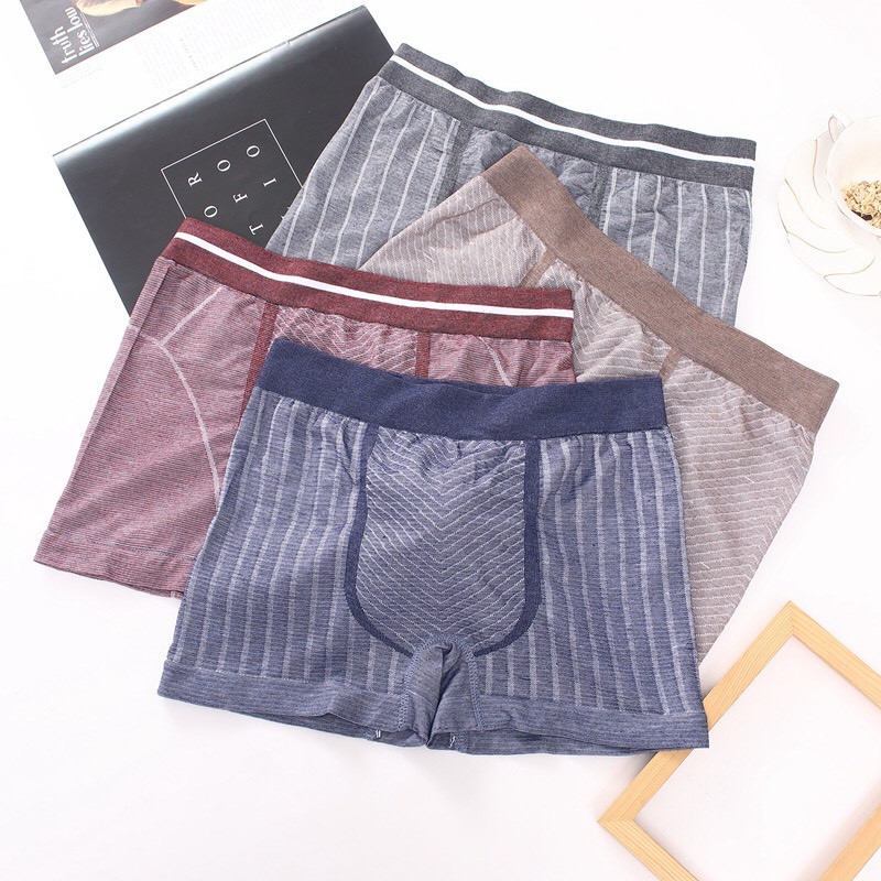 Quần lót nam boxer dệt kim không đường may sịp đùi nam vải sợi tre bamboo co giãn nhẹ