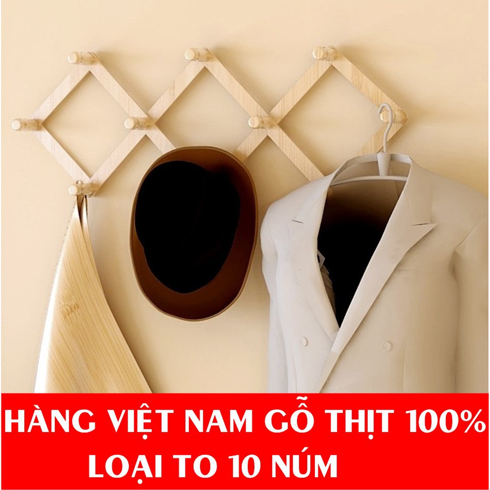 🚫𝐌IỄN PHÍ SHIP🚫 Móc Áo Gỗ Treo Tường 10 Núm Hàng Chất Lượng Cao