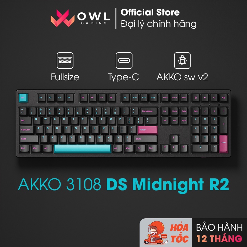 [Mã 44ELSALE2 giảm 7% đơn 300K] Bàn phím cơ AKKO 3108 DS Midnight R2 (Akko sw v2) - Hàng chính hãng