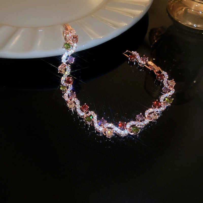 Vòng Tay Đính Đá Zircon Màu Vàng Hồng Sang Trọng Thời Trang