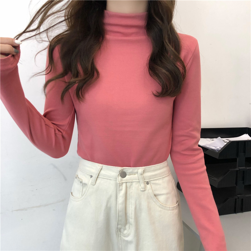 SUXI Áo thun tay dài cổ cao thời trang mùa thu