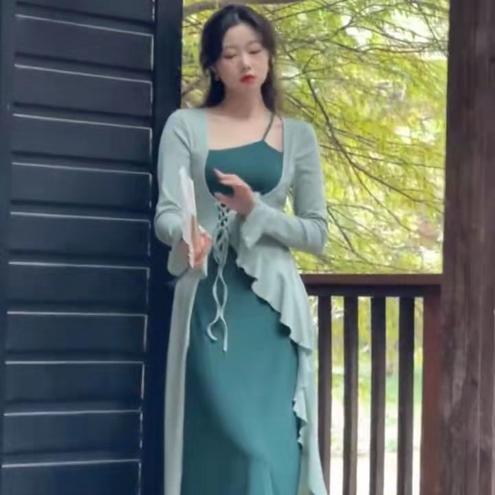 Đầm Thiết Kế Giả Hai Mảnh Thiết Kế Mới Thời Trang Theo Phong Cách Retro