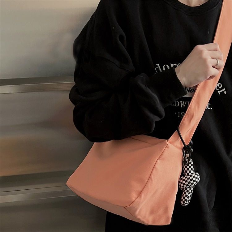 Túi đeo chéo vải canvas màu sắc túi gối cỡ lớn đi học