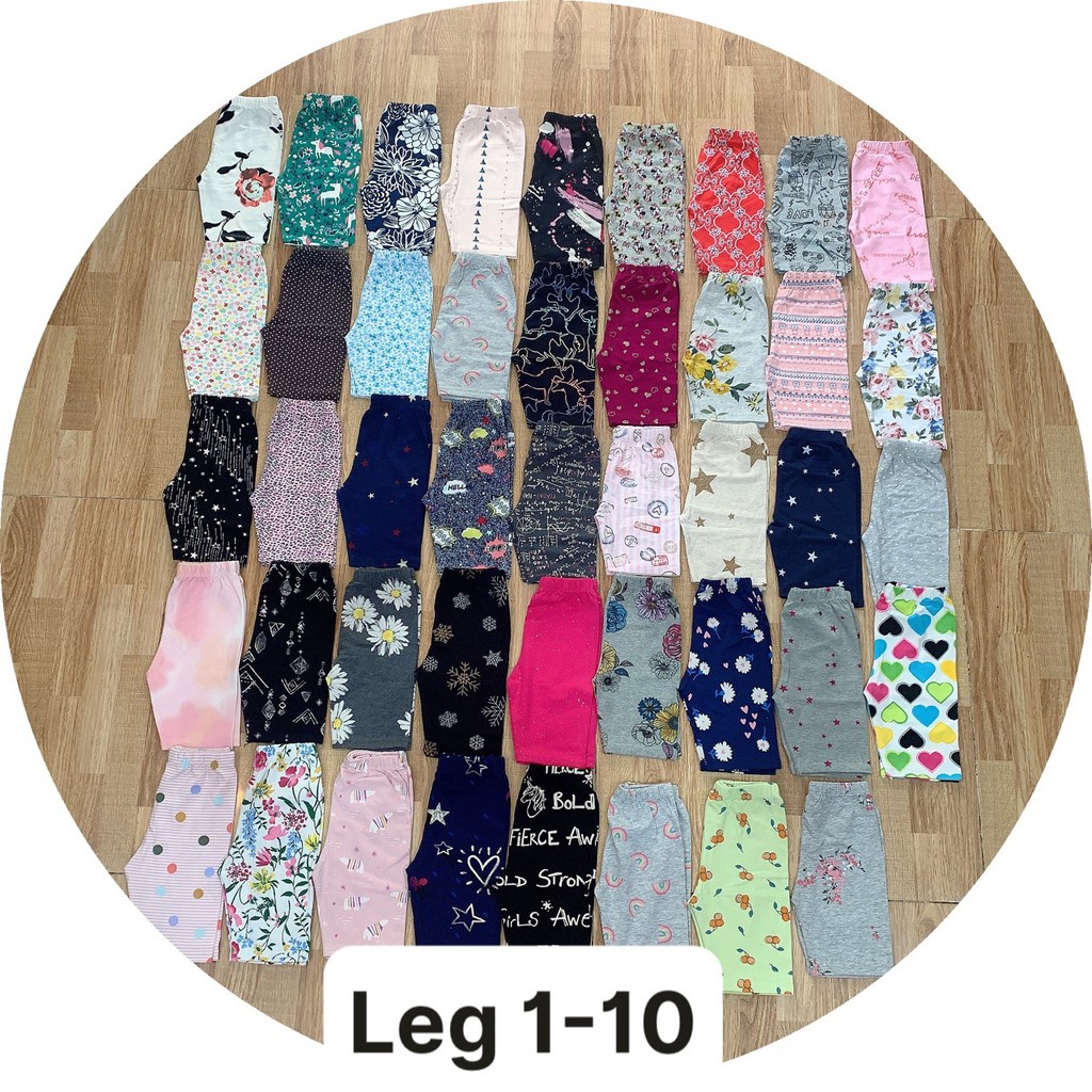 Quần legging Lửng Cho Bé Gái Cotton Co Dãn (6-25kg)