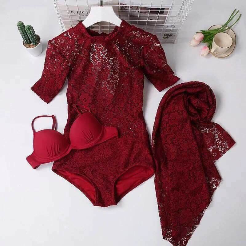 Set bikini đỏ 4 chi tiết sale