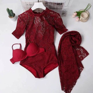 Set bikini đỏ 4 chi tiết sale