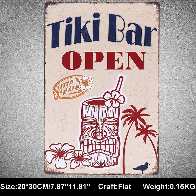 Bảng trang trí nội thất nghệ thuật bằng thép in chữ "Tiki Bar"