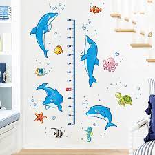 Decal dán tường đo chiều cao cá heo