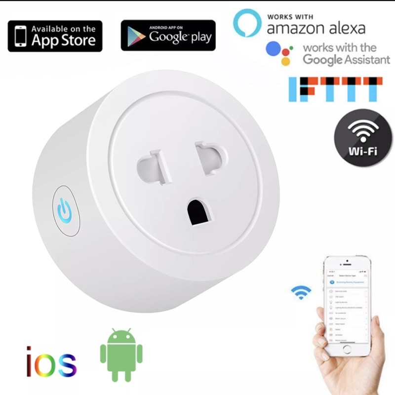 (Với Thống Kê Điện) Ổ cắm WiFi chuẩn Mỹ 3 chân 20A/10A Smart Life,work Google &amp; Alexa