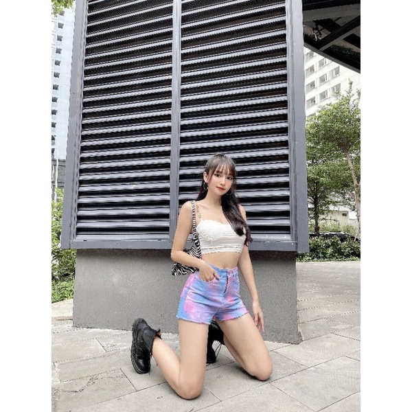 Quần short loang màu xanh hồng siêu hot