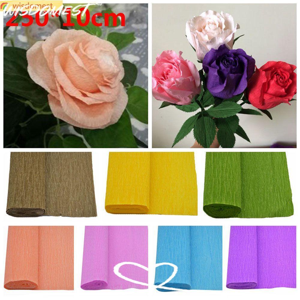 ❀WISDOMEST❀ 250 * 10cm Origami Crepe Giấy DIY Thủ công Giấy nhăn Cuộn giấy nhăn để trang trí tiệc cưới Hoa gói Quà tặng Vật liệu đóng gói