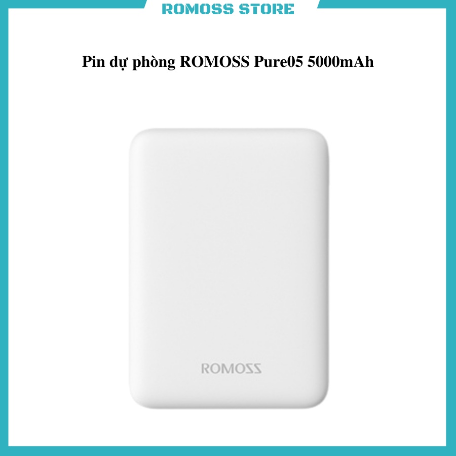 Sạc dự phòng 5000mAh, Pin dự phòng Romoss Pure 05, Sạc nhanh, sạc cùng lúc 2 thiết bị, bảo hành 12 tháng