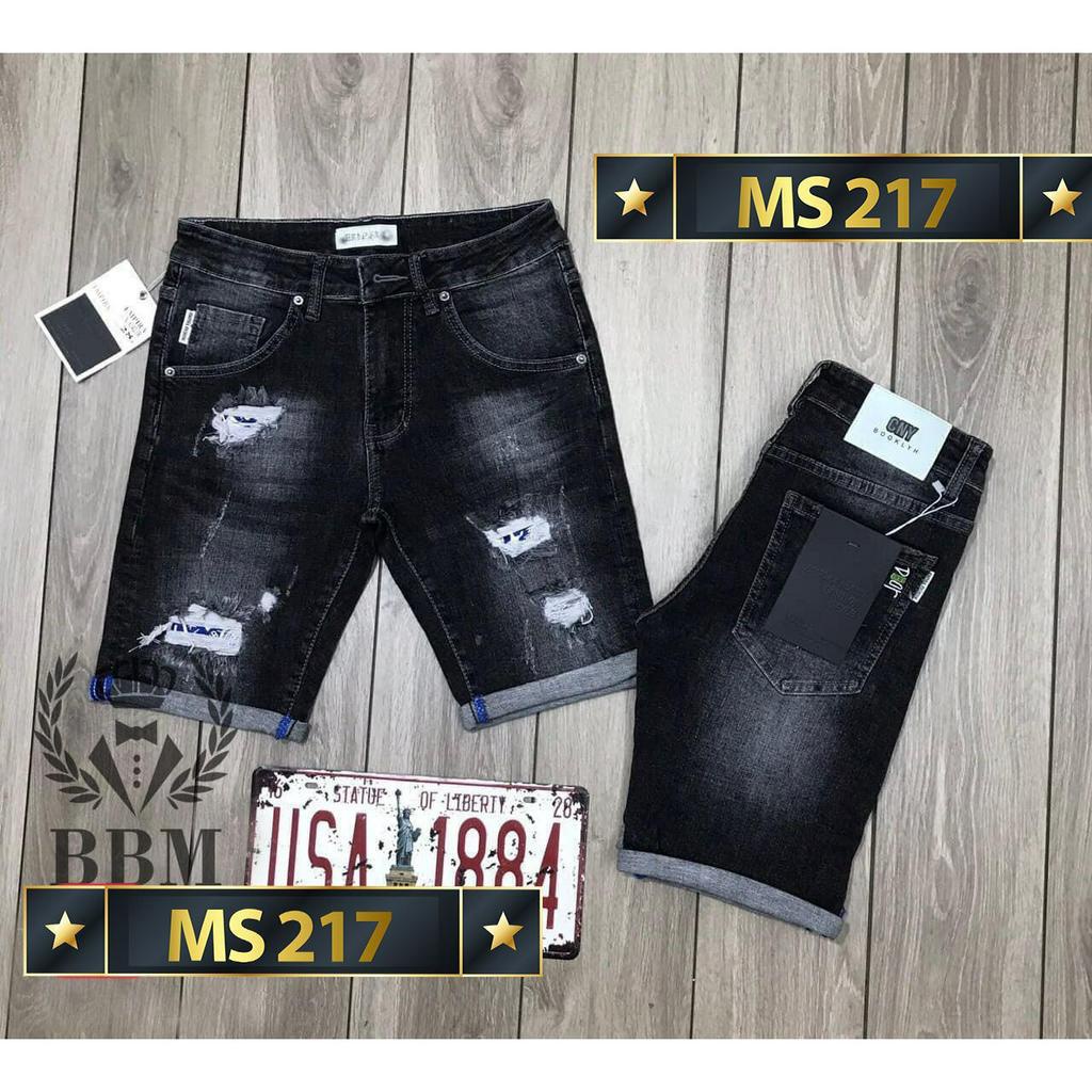 Quần short jean nam rách màu xanh chất bò - quần short jean nam co giãn thời trang cao cấp Luty_shop90 ms229