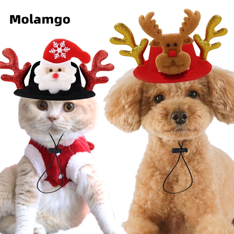 MOLAMGO  cả mũ noel cho mèo ， cả mũ noel  cho chó，Mũ thú cưng phong cách Halloween sáng tạo