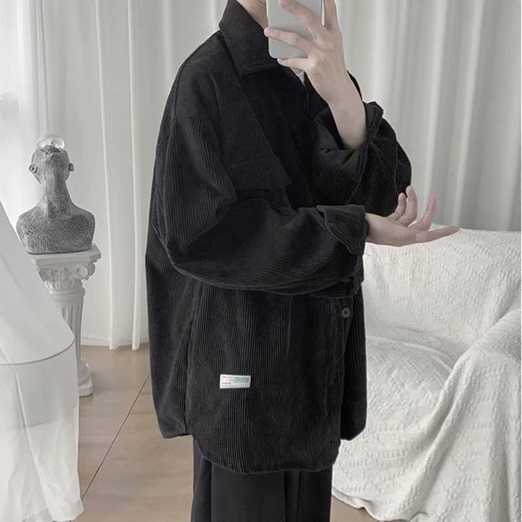 Áo khoác sơ mi tay dài thời trang Hàn Quốc cho nam Màu sắc rắn thông thường có lớp phủ sáng mới đa năng