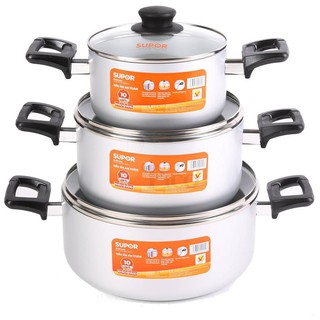 Bộ nồi nhôm oxy hóa mềm nắp kính Supor H06011-T2