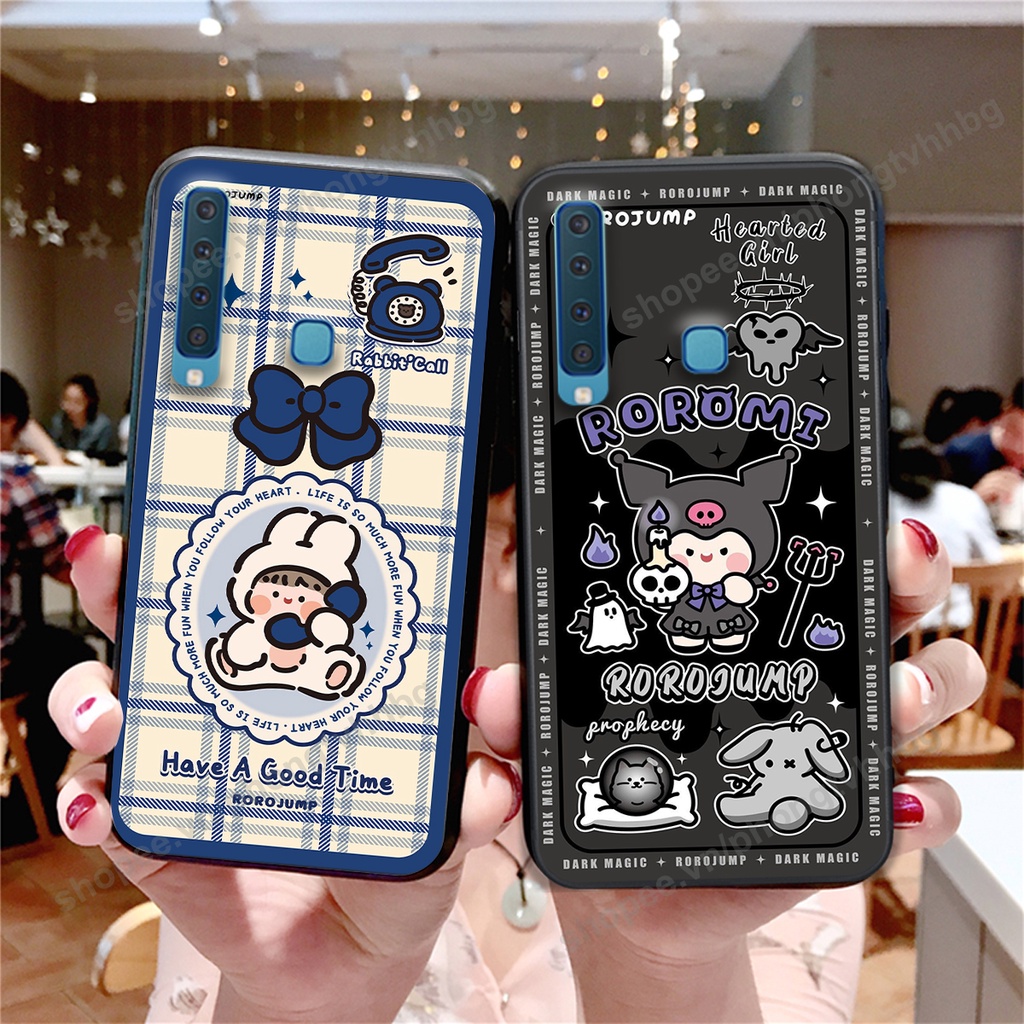 Ốp lưng Samsung A7 2018 / A9 2018 in mẫu gấu bo viền , smile mặt cười cực cute đẹp