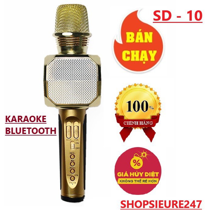 (SỈ LẺ GIÁ RẺ) MICRO KARAOKE BLUETOOTH SD-10 FULLBOX. (HÀNG TỐT)