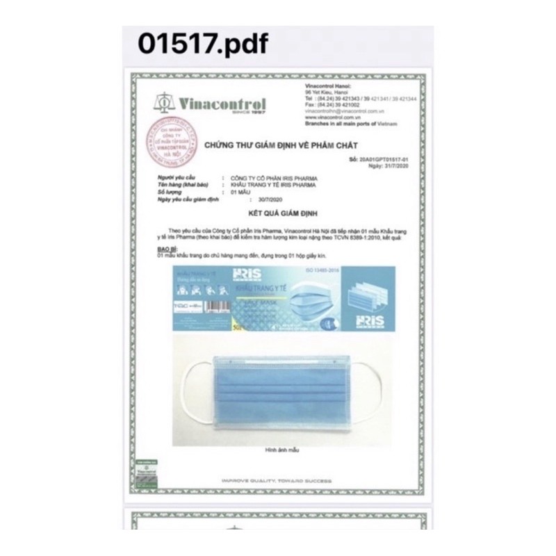 [SET 10cái] KHẨU TRANG Y TẾ IRIS PHARMA 4 lớp KHÔNG ĐAU TAI | WebRaoVat - webraovat.net.vn