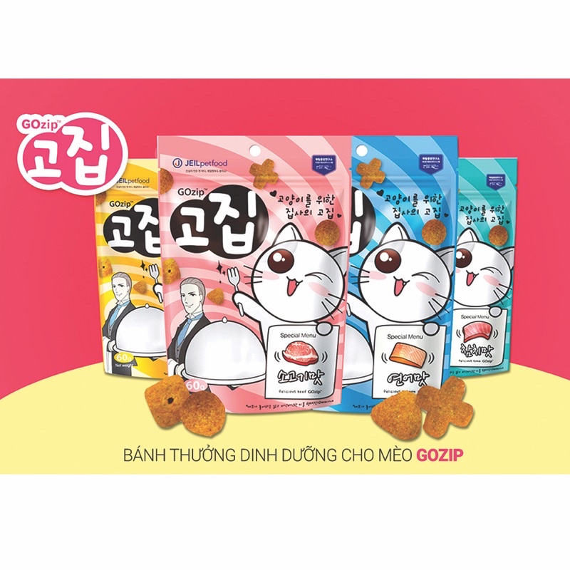 Bánh Thưởng Dinh Dưỡng Cho Mèo Gozip 60gr - Xiuxiu Giang