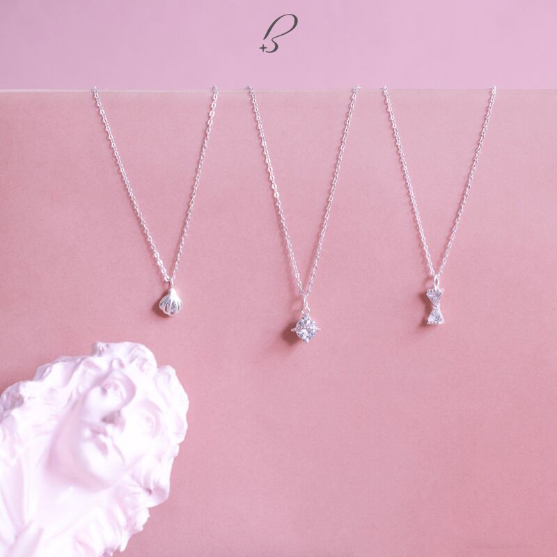 Dây Chuyền Bạc 925 Nữ BLING IT Mặt Nơ Tiểu Thư Đính Đá Cao Cấp Lấp Lánh - BIVC240