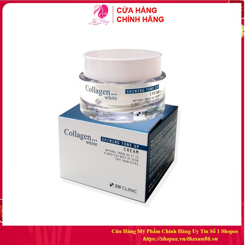 Kem trắng da - Kem dưỡng trắng da bật tông White Shining Tone Up Cream 3W Clinic Hàn Quốc 50ml | BigBuy360 - bigbuy360.vn
