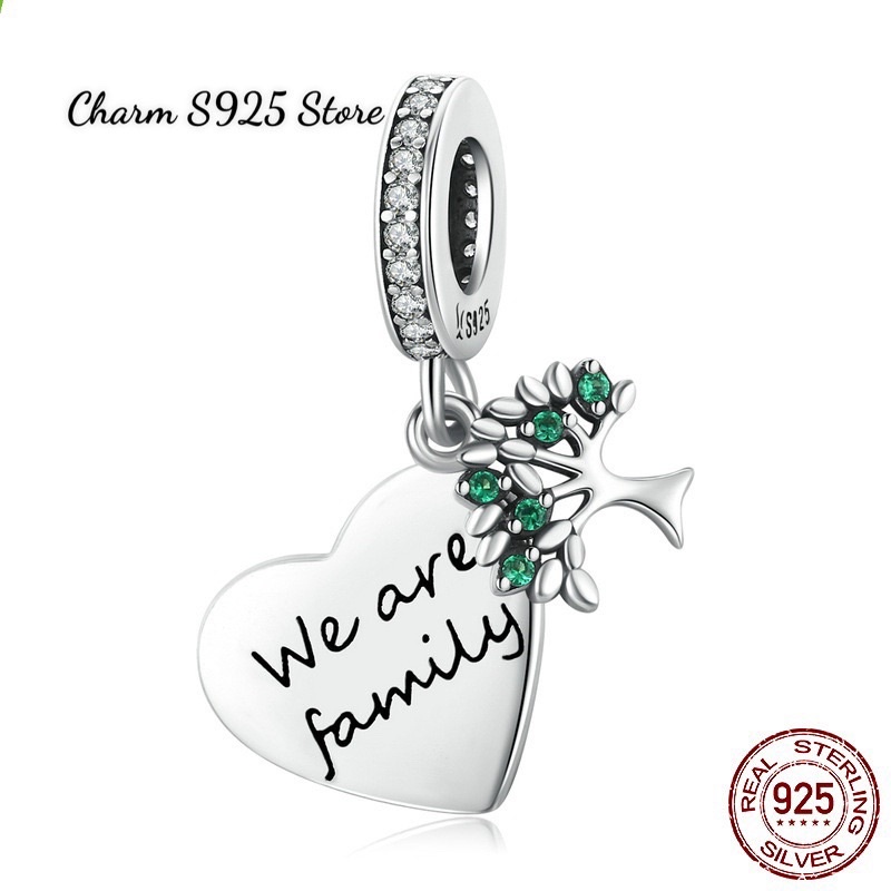 CHARM TREO TIM CÂY LÁ BẠC S925 HÀNG CAO CẤP CHÍNH HÃNG
