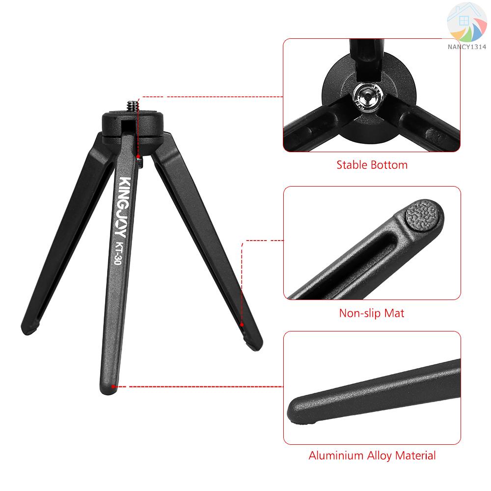 Bộ ổn định tripod ba chân mini nhỏ gọn để bàn bằng hợp kim nhôm với vít 1/4 Inch 3kg/6.6Lbs cho camera DSLR máy quay