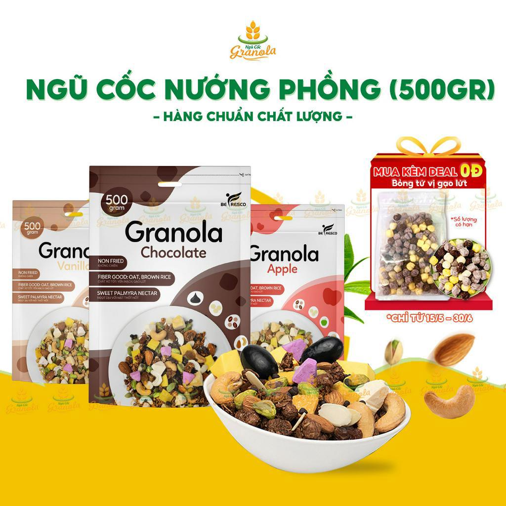 [Deal Sốc 0Đ] Ngũ Cốc Nướng Phồng Granola Mix Sữa Chua Sấy Giảm Cân Ăn Kiêng Siêu Ngon Befresco 500G