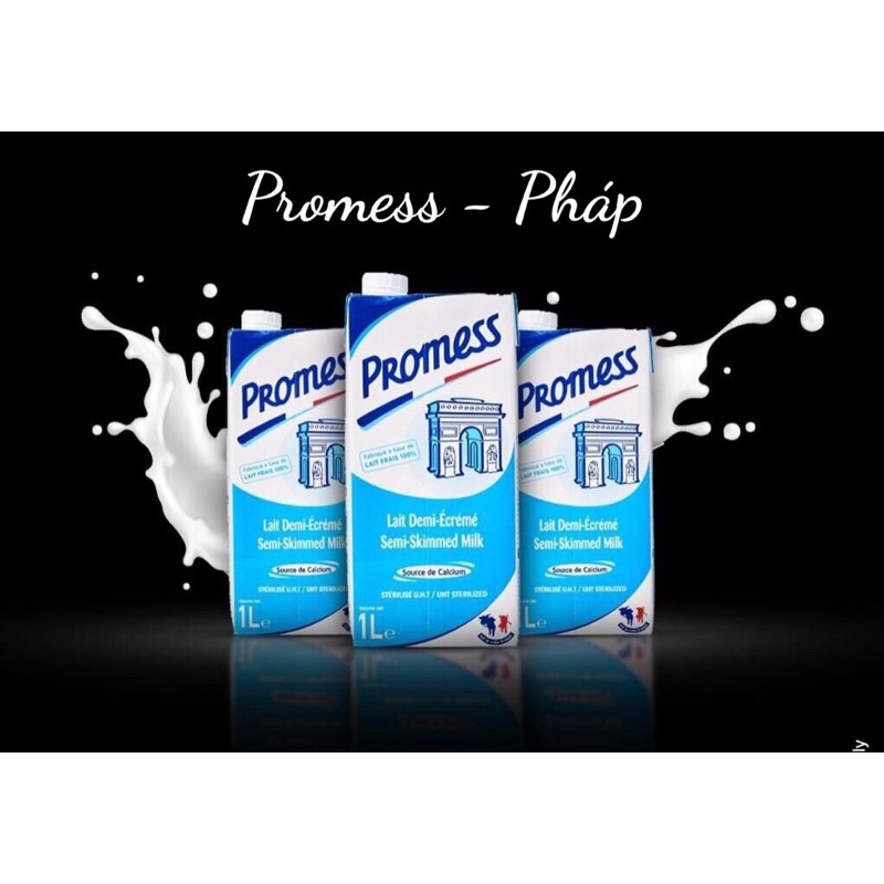 [ Date mới nhất ] Thùng 6 Hộp 1L Sữa Ít Béo  Promess - Pháp