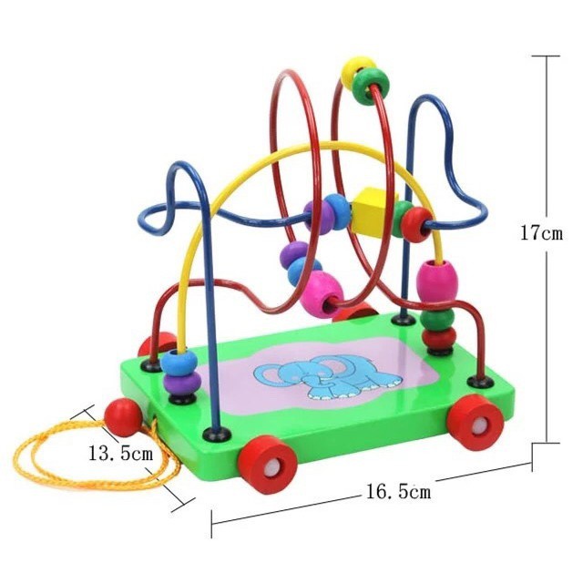 Đồ Chơi Gỗ Xe Kéo Luồn Hạt Giúp Bé Rèn Luyện Vận Động Phát Triển Trí Tuệ