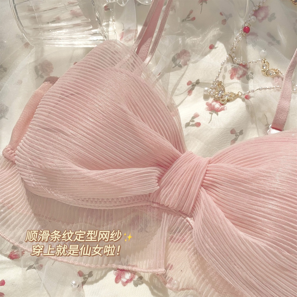 Áo Ngực Gấp Gọn Đính Nơ Không Gọng Thoải Mái Dễ Thương Thời Trang Mùa Hè Mới Cho Bạn Gái Mặc Trong Mùa Hè