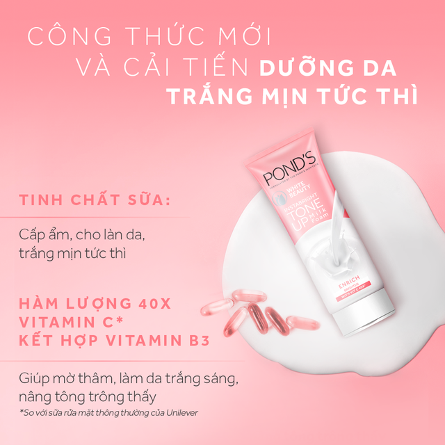 Kem Sữa Rửa Mặt Dưỡng Trắng Nâng Tông Pond'S White Beauty 100G