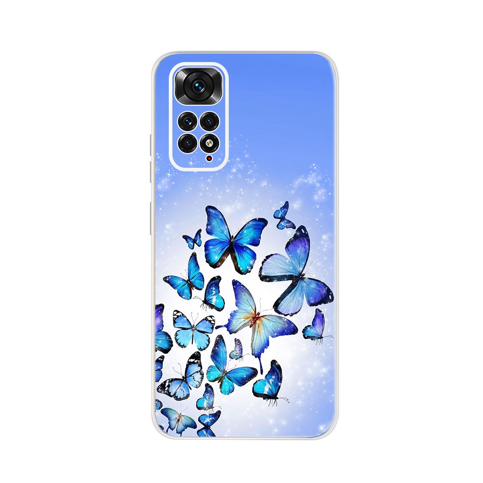 Ốp Điện Thoại TPU Silicon Mềm Trong Suốt Họa Tiết Hoa Và Mèo Cho Xiaomi Redmi Note 11 4G / Redmi Note11
